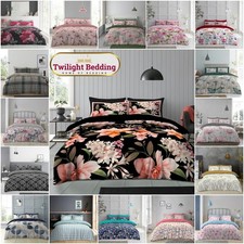 Reversible Duvet Cover Set with Pillowcase Quilt Grey Bedding Single Double King
