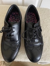 CLARKS BROUGES GIRLS BLACK LEATHER SCHOOL SHOES SIZE UK 5 E, Very Good Condition