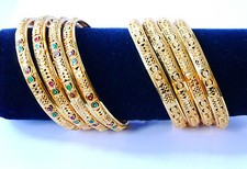  Indian 22 k Gold Plated Polki Design Bangles Women Jewellery Bollywood  u82