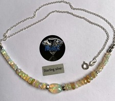 FIRE OPAL FACETED 925 STERLING SILVER NECKLACE,  NATURAL ETHIOPIAN FIRE OPALS