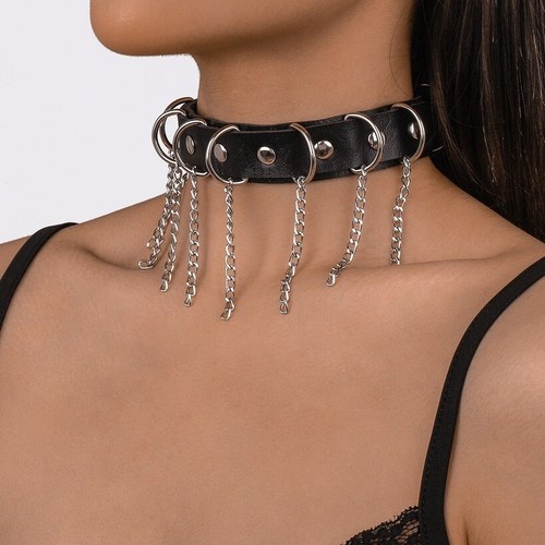 Goth steampunk black leather - black,