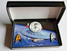 Star Trek pin badge box set. Spock. USS Enterprise 2 insignia badges