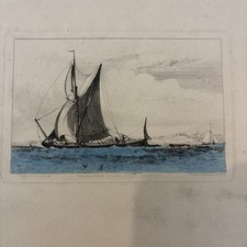 Etching 1839 Thames Barge E W