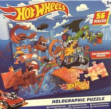 Hot Wheels 56-Piece Holographic Jigsaw Puzzle – Kids Age 3+ – Bright & Fun NEW