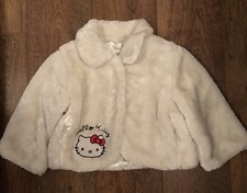 CREAM FAUX FUR SHORT JACKET  GIRLS 7-8 YRS HELLO KITTY WINTER TOWIE XMAS PARTY
