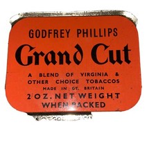 Godfrey Phillips Grand Cut-,Orange-Vintage Tobacco Tin Great Condition