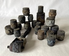 22 Antique French 19th C Ink Roller Stamps Embroidery Fabric Design Festonneur