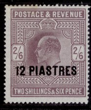 BRITISH LEVANT EDVII SG11b, 12pi on 2s 6d dull purple, M MINT. Cat £48.