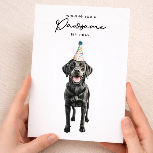 Black labrador birthday card - labrador,
