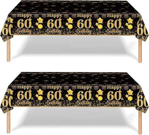 2pcs black gold happy 60th - black,