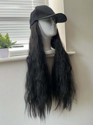 Women black face cap wig - face,