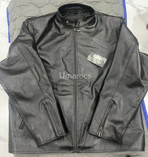 Men's Original Cowhide Thick shiny Leather Black Motorcycle Biker Jacket