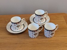 Four Vintage 1997 - 4 x Wedgwood Harlequin Demitasse Coffee Cups & Saucers