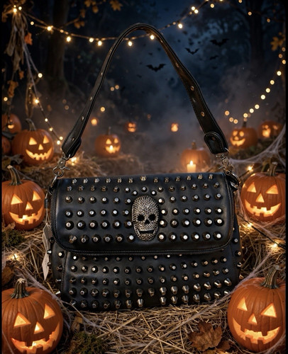 Black studded rhinestone - rhinestone, skull