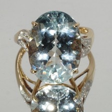 9ct gold large - 9ct, aquamarine