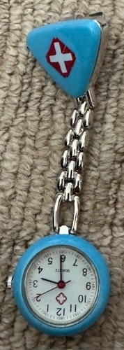 Fob watch nurse clip - watch, (blue)