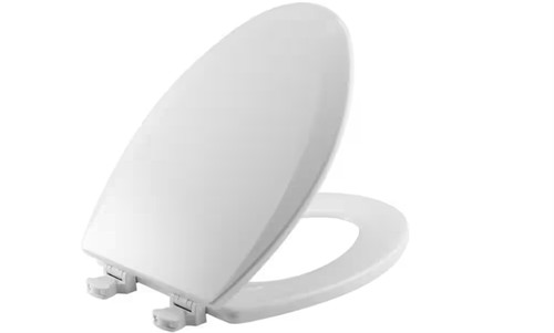 White elongated enameled wood - white,