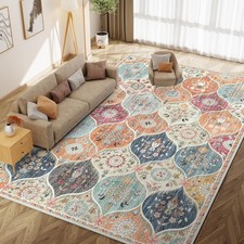 160x230 cm Machine Washable Soft Low Pile Non-Slip Vintage Floral Print Area Rug