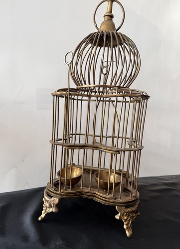 Vtg brass bird - 16”, cage