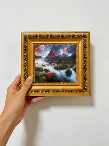 Dramatic mountain river oil - river,