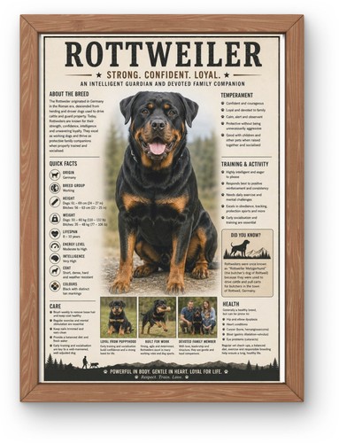 Rottweiler dog breed - a4, poster
