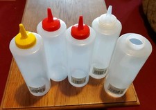4 X  24oz Plastic Clear Squeeze Catering Sauce Bottle / Mayo/ Liquid Dispensers