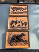 RARE VINTAGE ETCHMASTER ORIGINAL COPPER ARTWORK OTTER DEER FOX PICTURES