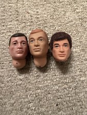 Vintage action man Original Palitoy Parts 3 Heads Painted And Flock