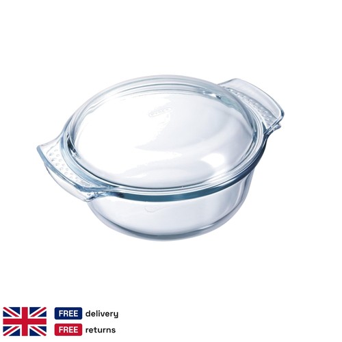 Glass round casserole dish - glass,