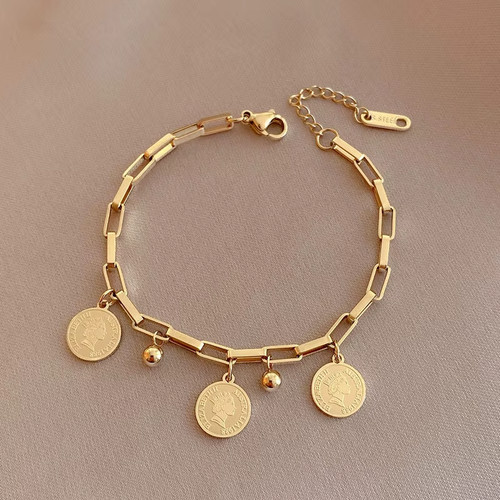 18ct coin charm bracelet - 18ct, bracelet/