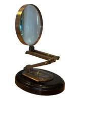 5 Inch Antique Style Adjustable Magnifying Glass  Wood Base & Brass(NO RETURNS)