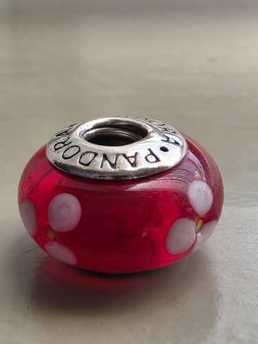 Pandora silver red with white - with,