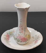 Floral Ceramic Vase & Dish Set
