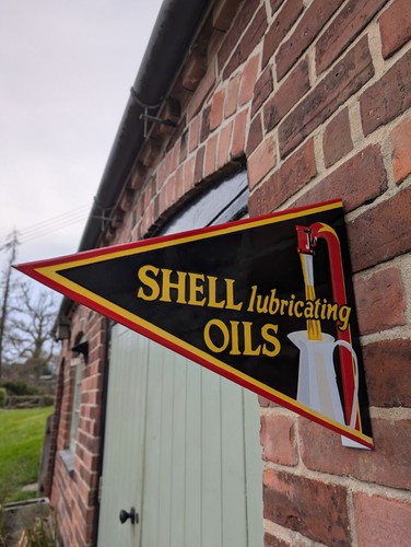 Shell double sided enamel sign - shell,