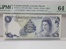 Cayman Islands 1 Dollar 1974 PMG 64 EPQ UNC Pick#5a Printer : TDLR JRN