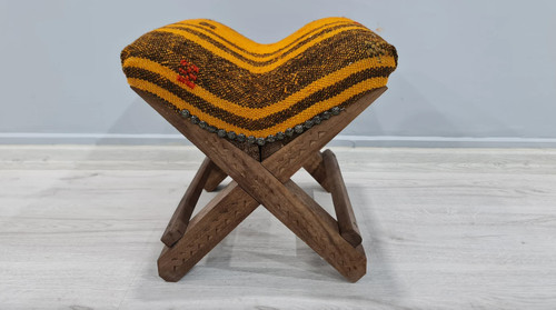 Vintage footstool oriental - vintage,