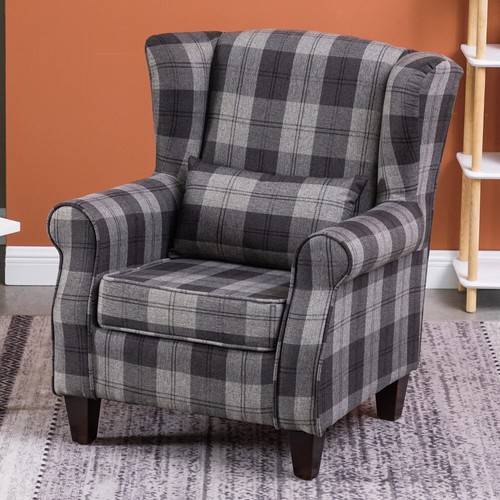 Grey tartan fabric chesterfied - grey,