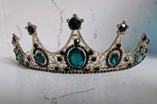 Vintage Baroque Crown Queen Crown Tiaras Hair Accessories (Emerald Green Golden)