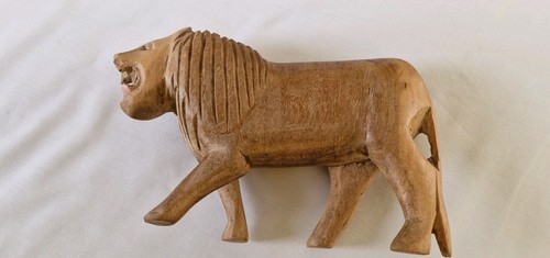 Hand carved wooden lion - wooden,