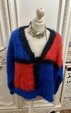 Vintage Retro 1980s Mohair Chunky Geometric Colour Jumper 14