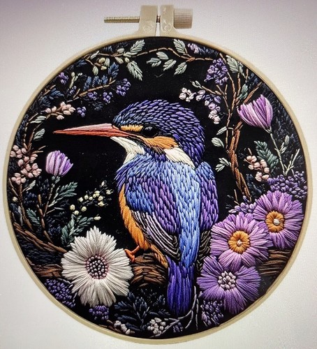 Embroidery kit kingfisher - kit,