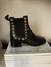 Ladies Black Leather Chelsea Boots 38 5 See By Chloe Ankle Boots Lexy Grommet