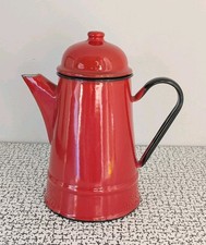 60s 70s Vintage Retro Habitat Red Enamel Coffee Pot Poland Picnic Camping
