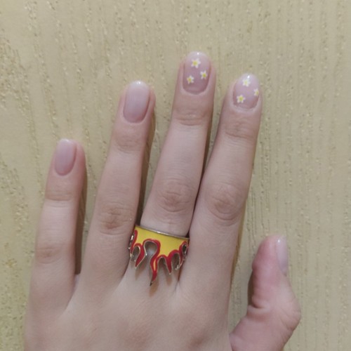 Goth flame opening rings - flame, for