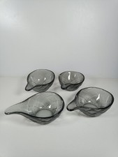 4 x Vintage Wedgwood Grey Crystal Glass Avocado Dish Bowl Frank Thrower Signed