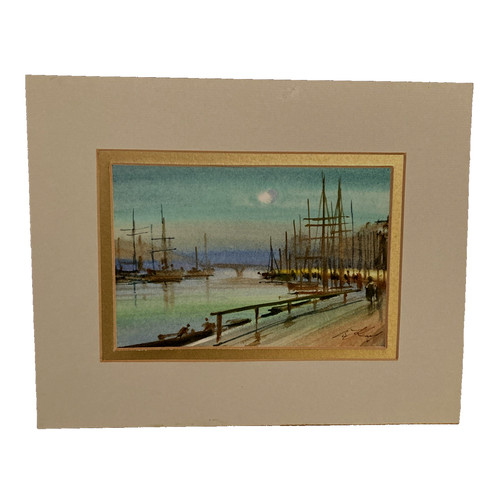 Framed seascape with boats
