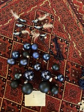 Vintage Christmas Tree Decorations, Blue Glass Baubles And Birds 40 Years Old