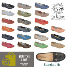 Jo & Joe Ladies Leather Nautical Loafers Slip-on Shoes Cushioned Insole UK 3-9