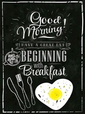 METAL VINTAGE SHABBY-CHIC TIN SIGN GOOD MORNING PLAQUE/FRIDGE MAGNET