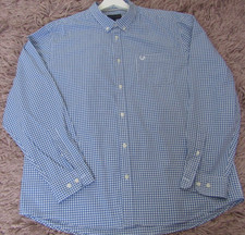 Lincoln Shirt mens L checked 100% Cotton blue check Long Sleeve button up collar